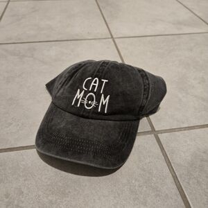Embroidered Cat Mom Black Cap